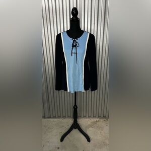 Womens Misook Blue Vintage 90s Acrylic Designer Long Sleeve Sweater Size Medium